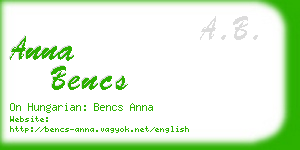 anna bencs business card